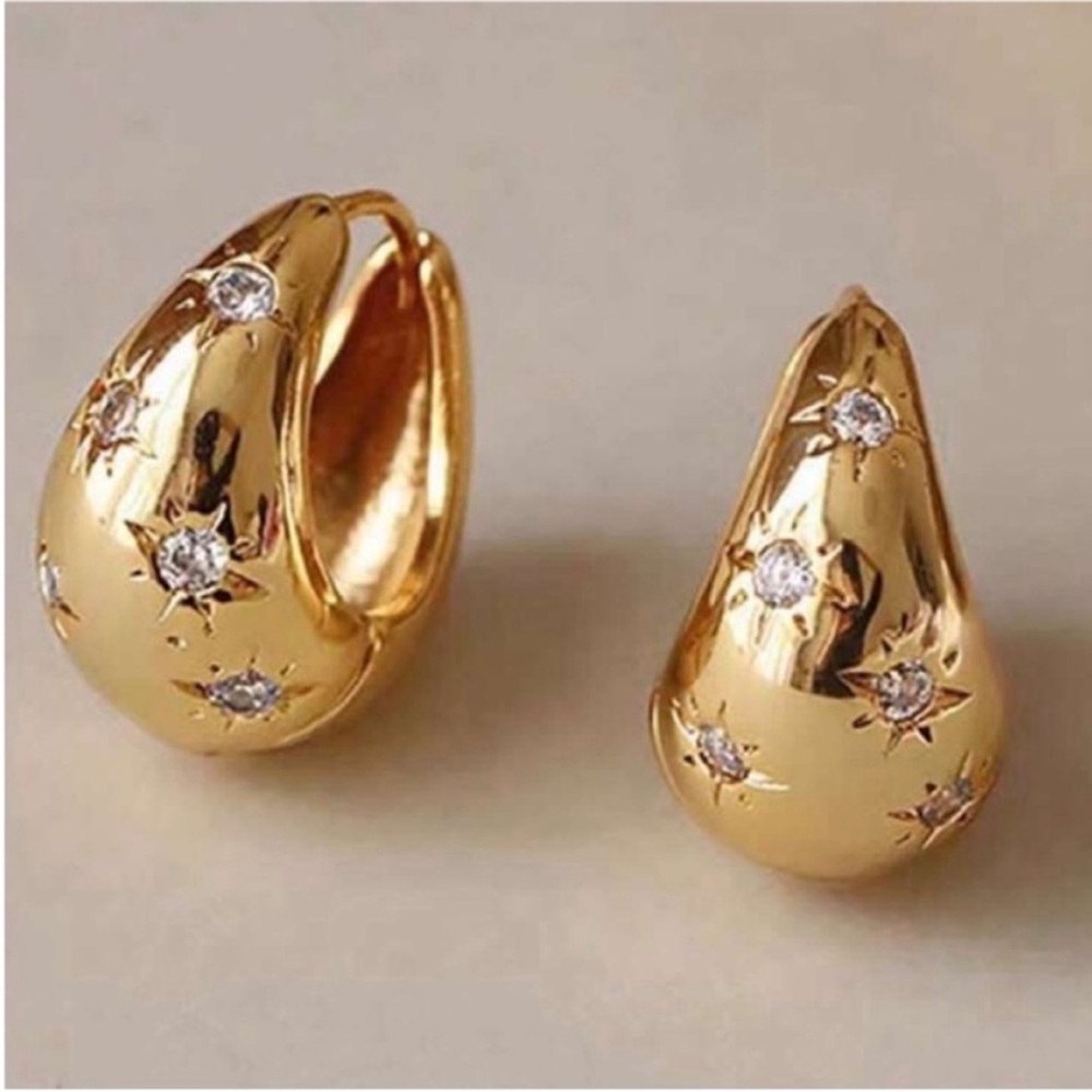 New! Aster Gold Plated Huggie Earrings NWOT